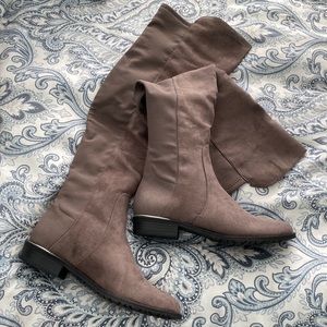 Guess gray over the knee faux suede boots